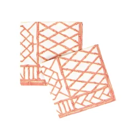 Caspari Paper Luncheon Napkins|Bamboo Screen Coral Paper Linen Luncheon Napkins - 15 Per Package