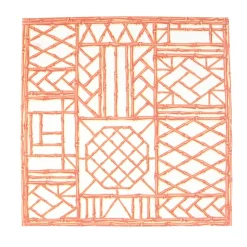 Caspari Paper Luncheon Napkins|Bamboo Screen Coral Paper Linen Luncheon Napkins - 15 Per Package