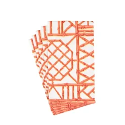 Caspari Paper Guest Towels|Bamboo Screen Coral Paper Linen Guest Towel Napkins - 12 Per Package