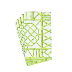 Caspari Paper Guest Towels|Bamboo Screen Moss Green Paper Linen Guest Towel Napkins - 12 Per Package