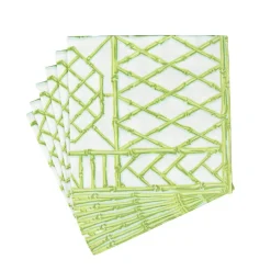 Caspari Paper Dinner Napkins|Bamboo Screen Moss Green Paper Linen Dinner Napkins - 12 Per Package