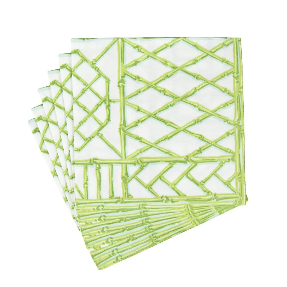 Caspari Paper Dinner Napkins|Bamboo Screen Moss Green Paper Linen Dinner Napkins - 12 Per Package