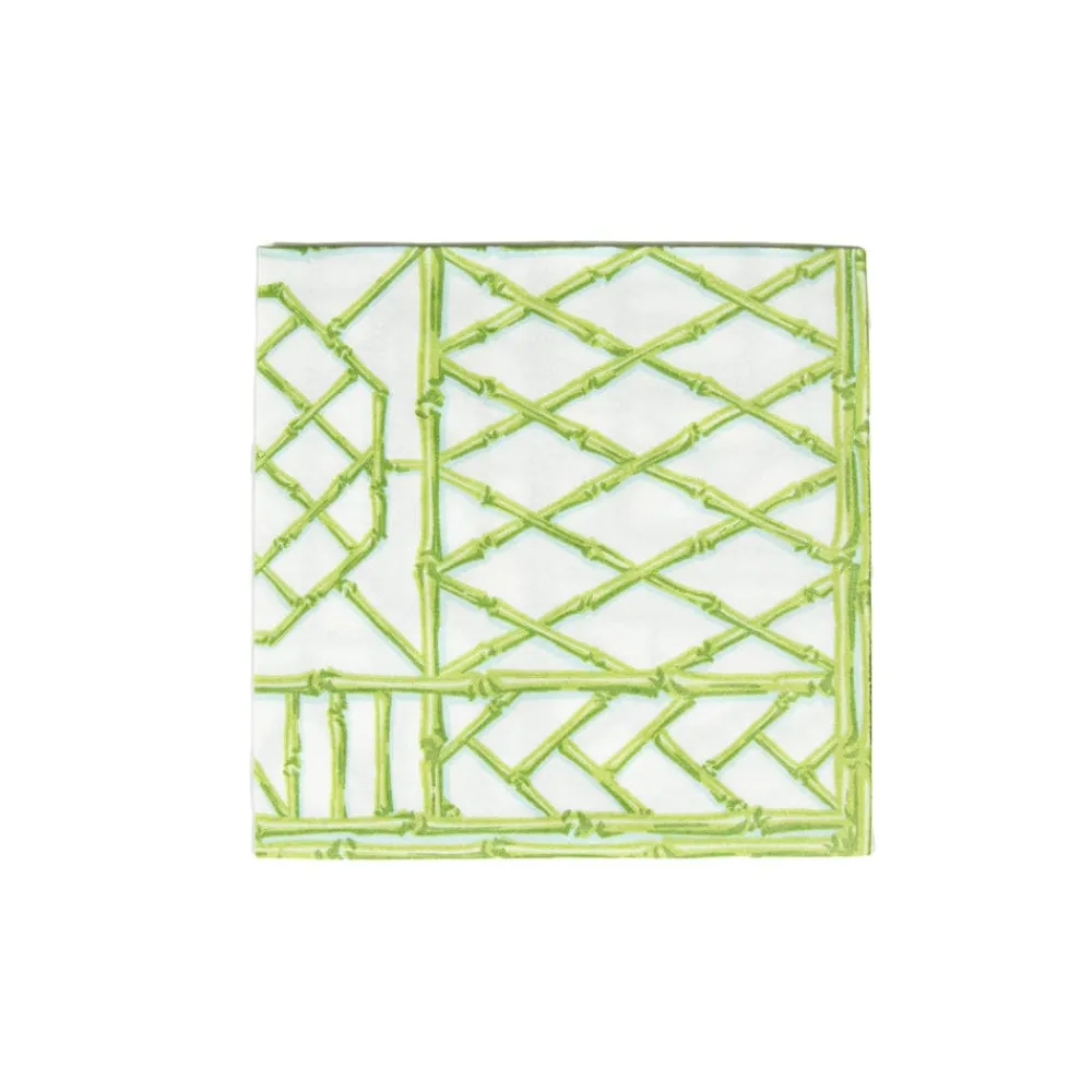 Caspari Paper Dinner Napkins|Bamboo Screen Moss Green Paper Linen Dinner Napkins - 12 Per Package