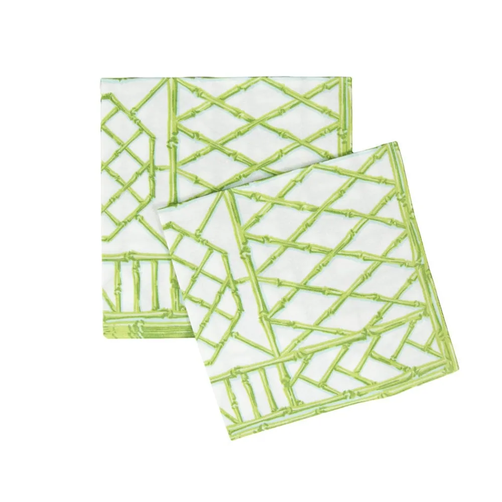 Caspari Paper Dinner Napkins|Bamboo Screen Moss Green Paper Linen Dinner Napkins - 12 Per Package