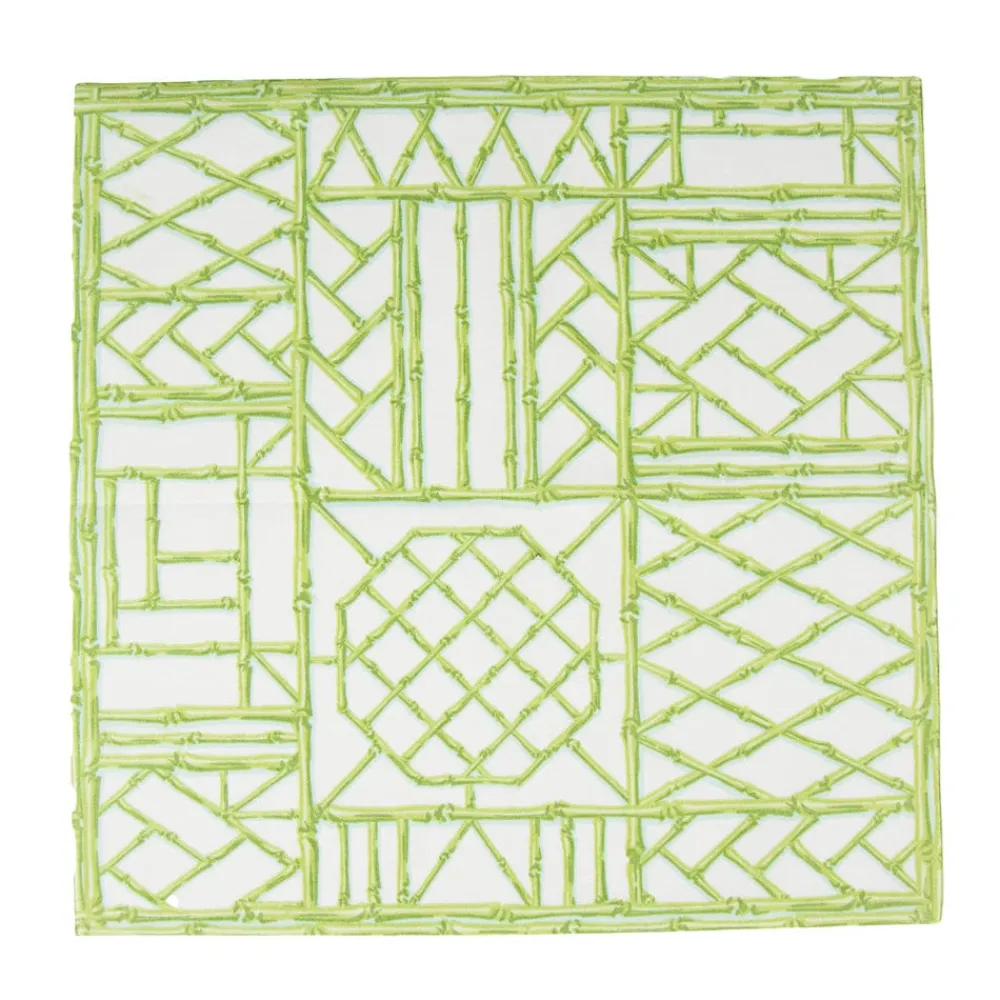 Caspari Paper Dinner Napkins|Bamboo Screen Moss Green Paper Linen Dinner Napkins - 12 Per Package