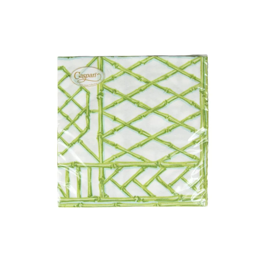 Caspari Paper Dinner Napkins|Bamboo Screen Moss Green Paper Linen Dinner Napkins - 12 Per Package
