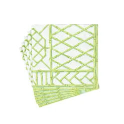 Caspari Paper Luncheon Napkins|Bamboo Screen Moss Green Paper Linen Luncheon Napkins - 15 Per Package
