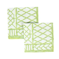 Caspari Paper Luncheon Napkins|Bamboo Screen Moss Green Paper Linen Luncheon Napkins - 15 Per Package