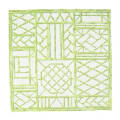 Caspari Paper Luncheon Napkins|Bamboo Screen Moss Green Paper Linen Luncheon Napkins - 15 Per Package
