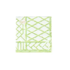 Caspari Paper Luncheon Napkins|Bamboo Screen Moss Green Paper Linen Luncheon Napkins - 15 Per Package