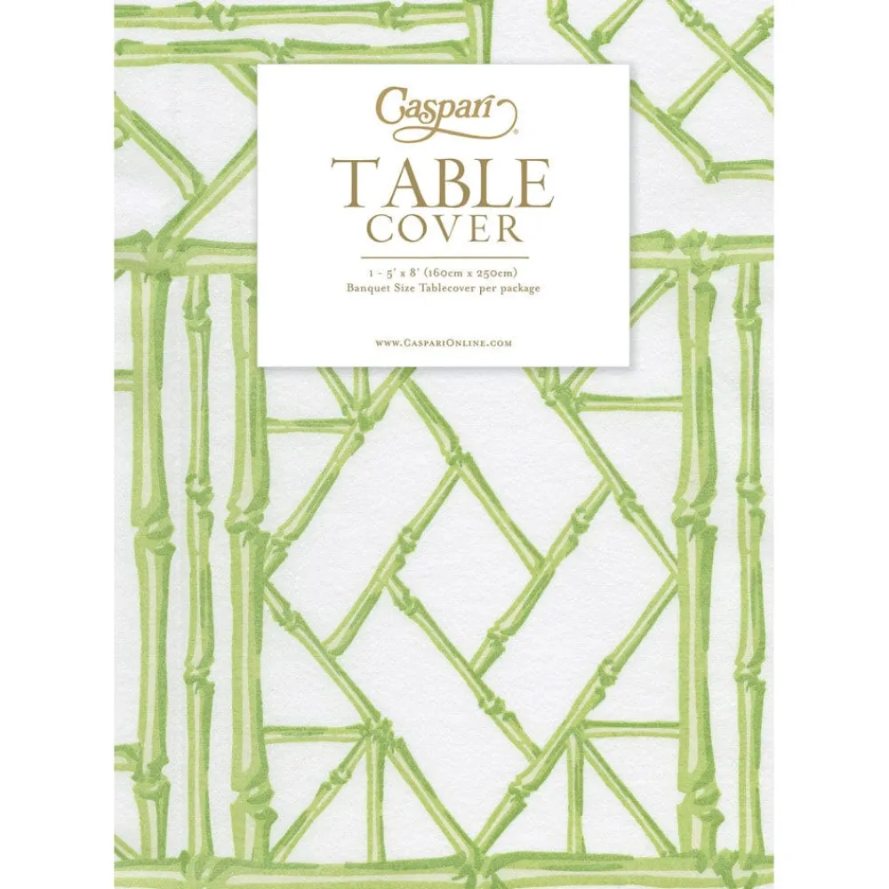 Caspari Table Linens|Citrus Songbird|Bamboo Screen Moss Green Paper Linen Table Covers - 1 Each