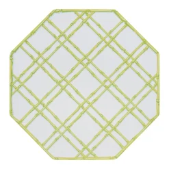 Caspari Placemats|Paper Placemats|Bamboo Screen Moss Green Placemats - 12 Per Package
