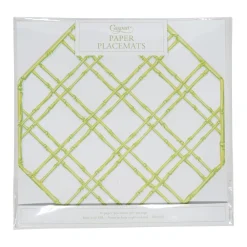 Caspari Placemats|Paper Placemats|Bamboo Screen Moss Green Placemats - 12 Per Package
