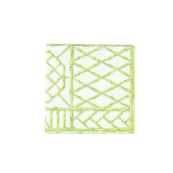 Caspari Paper Cocktail Napkins|Citrus Songbird|Bamboo Screen Moss Green Paper Linen Cocktail Napkins - 15 Per Package