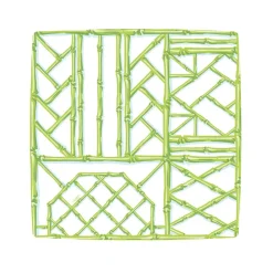 Caspari Paper Salad And Dessert Plates|Citrus Songbird|Bamboo Screen Moss Green Square Paper Salad & Dessert Plates - 8 Per Package