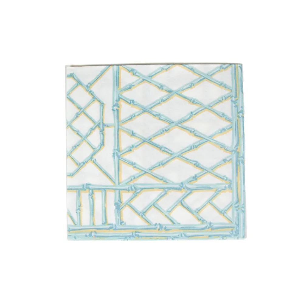 Caspari Paper Dinner Napkins|Goldie|Bamboo Screen Robin's Egg Paper Linen Dinner Napkins - 12 Per Package
