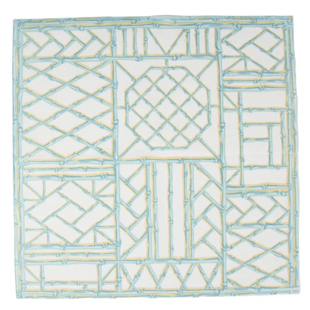 Caspari Paper Dinner Napkins|Goldie|Bamboo Screen Robin's Egg Paper Linen Dinner Napkins - 12 Per Package