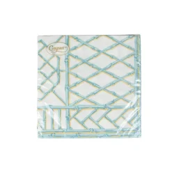 Caspari Paper Dinner Napkins|Goldie|Bamboo Screen Robin's Egg Paper Linen Dinner Napkins - 12 Per Package