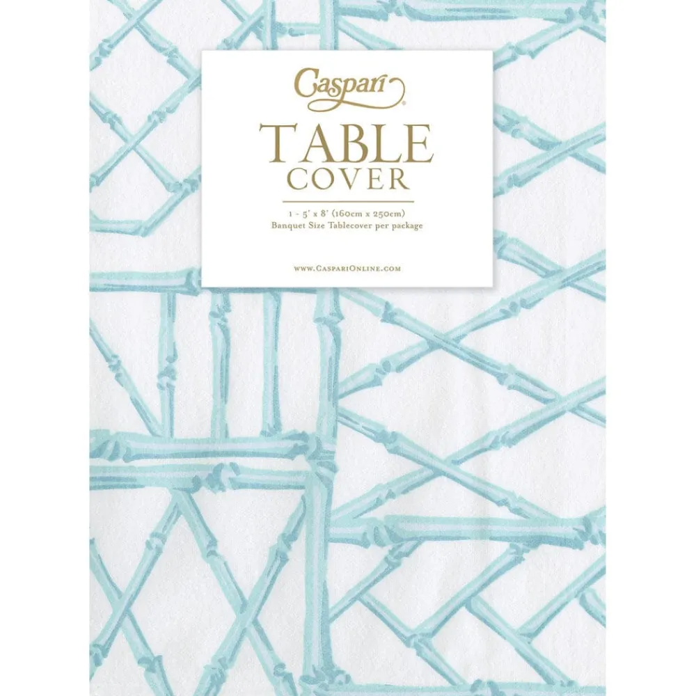 Caspari Table Linens|Liberty|Bamboo Screen Robin's Egg Paper Linen Table Covers - 1 Each