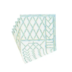 Caspari Paper Cocktail Napkins|Goldie|Bamboo Screen Robin's Egg Paper Linen Cocktail Napkins - 15 Per Package