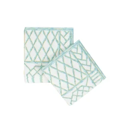 Caspari Paper Cocktail Napkins|Goldie|Bamboo Screen Robin's Egg Paper Linen Cocktail Napkins - 15 Per Package