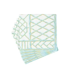 Caspari Paper Luncheon Napkins|Capri|Bamboo Screen Robin's Egg Paper Linen Luncheon Napkins - 15 Per Package