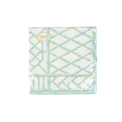 Caspari Paper Luncheon Napkins|Capri|Bamboo Screen Robin's Egg Paper Linen Luncheon Napkins - 15 Per Package