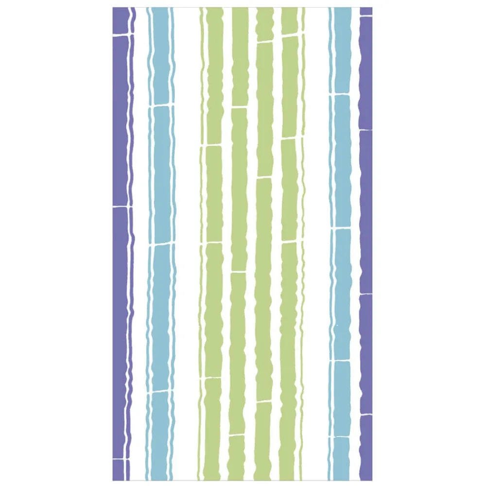Caspari Paper Guest Towels|Bamboo Stripe Guest Towel Napkins in Blue & Green - 15 Per Package