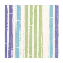 Caspari Paper Luncheon Napkins|Bamboo Stripe Luncheon Napkins in Blue & Green- 20 Per Package