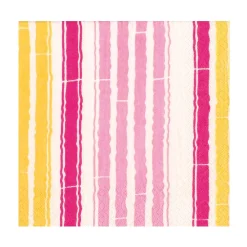 Caspari Paper Luncheon Napkins|Bamboo Stripe Luncheon Napkins in Fuchsia & Pink- 20 Per Package