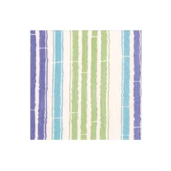 Caspari Paper Cocktail Napkins|Bamboo Stripe Paper Cocktail Napkins in Blue & Green - 20 per Package