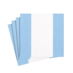 Caspari Birthday|Easter|Bandol Stripe Light Blue Cocktail Napkin - package of 20