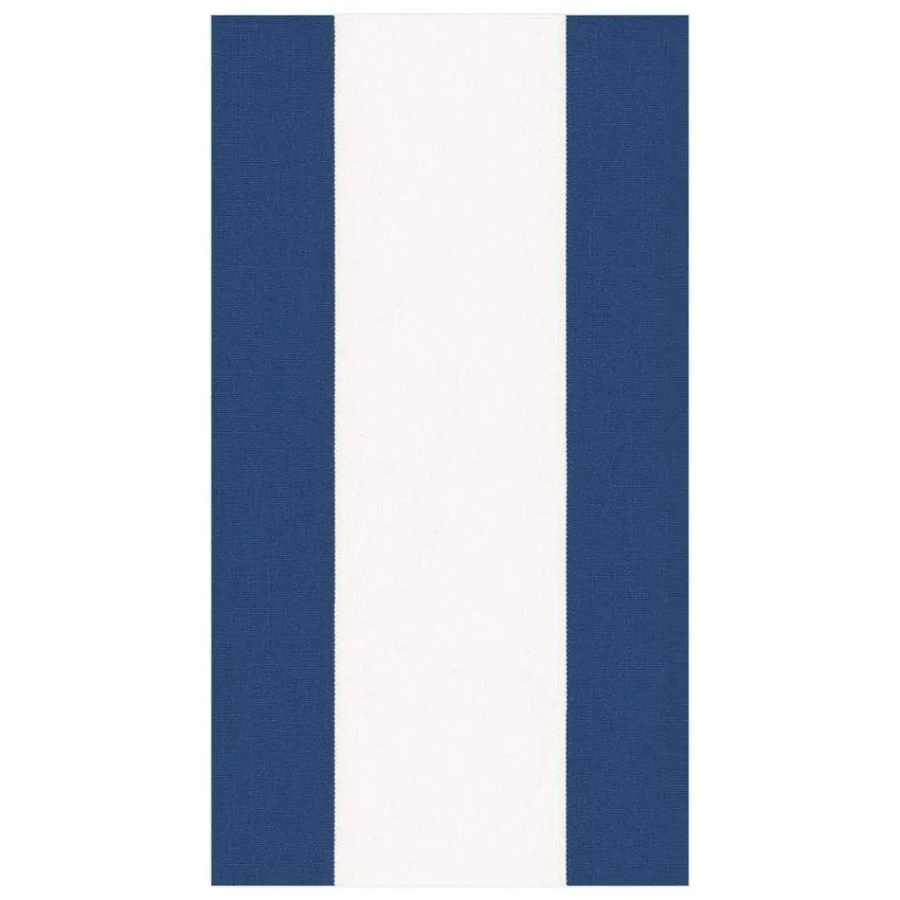 Caspari Fourth Of July|Memorial Day|Bandol Stripe Paper Guest Towel Napkins in Navy - 15 Per Package