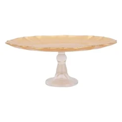 Vietri Christmas Decor|Serving Platters & Bowls|Baroque Glass Cake Stand in Gold