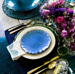 Vietri Cocktail Party|Graduation Celebration|Baroque Glass Salad Plate in Cobalt