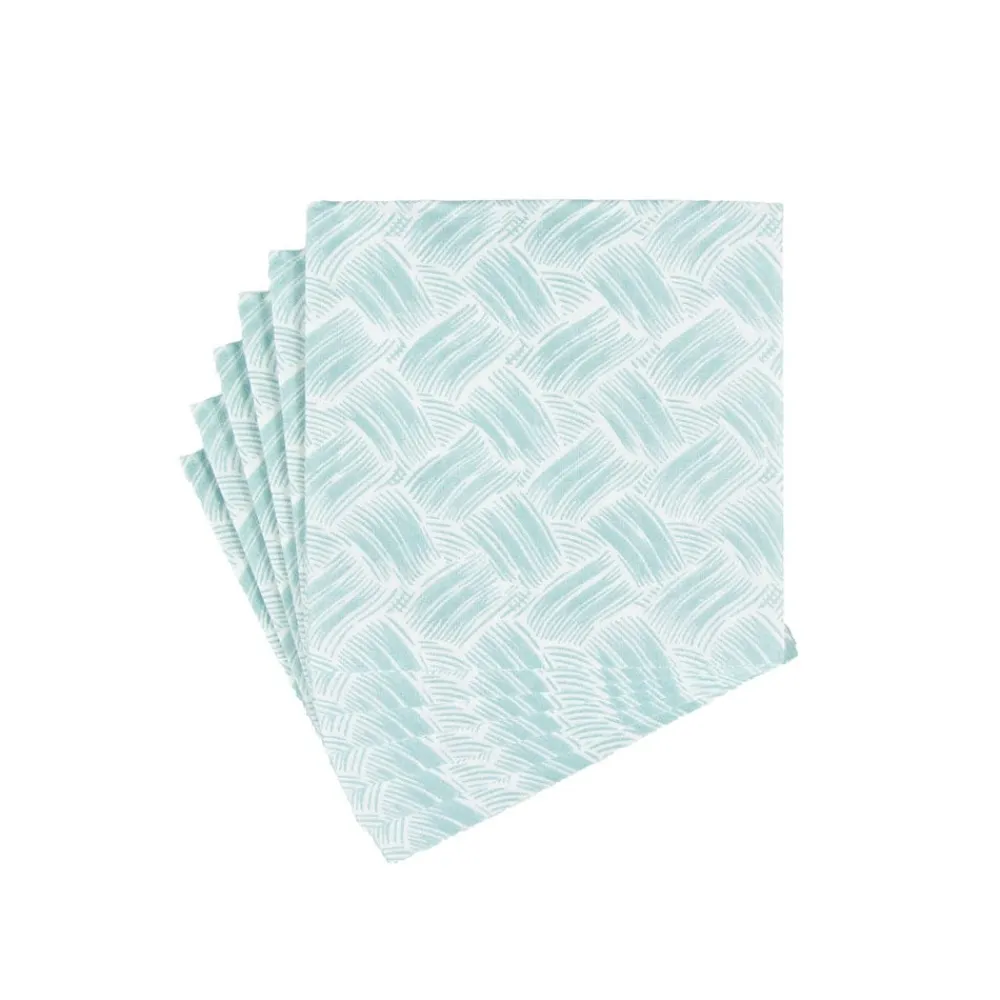 Caspari Paper Cocktail Napkins|Basketry Mist Paper Linen Cocktail Napkins - 15 Per Package