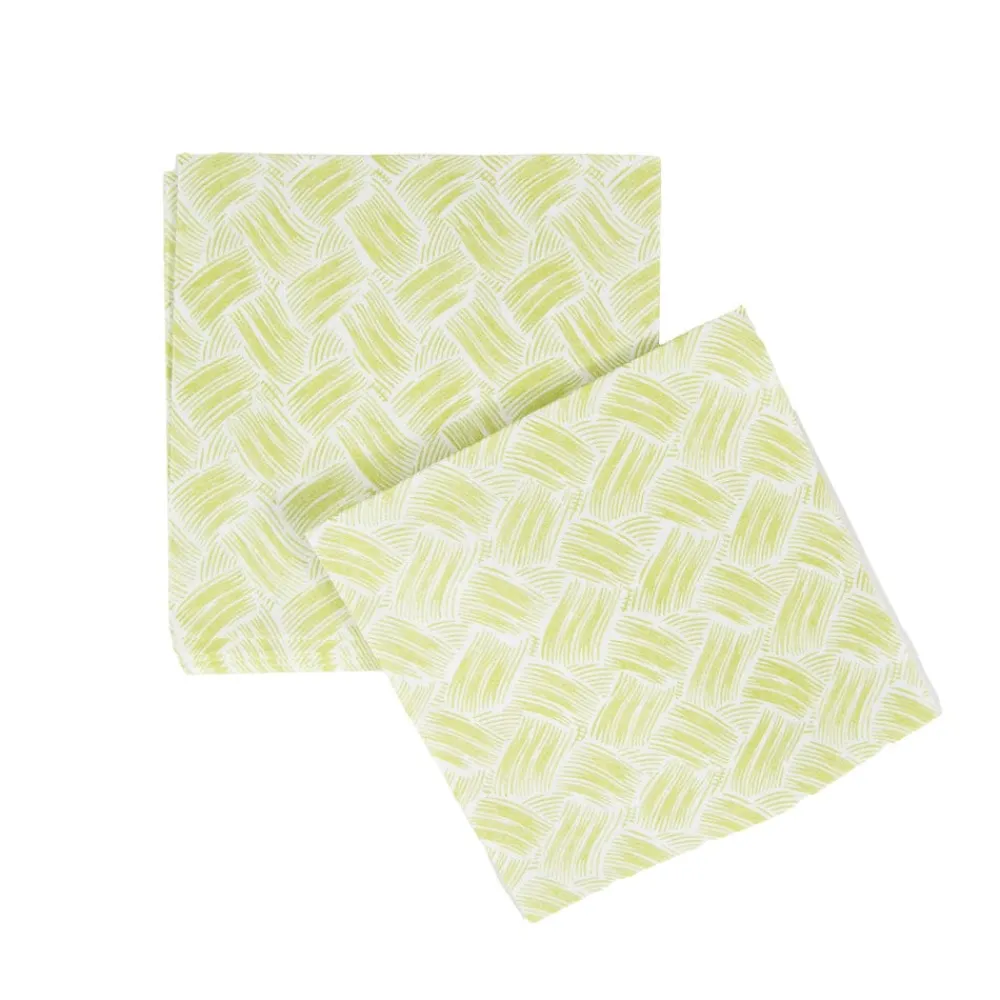 Caspari Paper Luncheon Napkins|Basketry Moss Green Paper Linen Luncheon Napkins - 15 Per Package