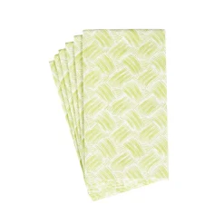 Caspari Paper Guest Towels|Basketry Moss Green Paper Linen Guest Towel Napkins - 12 Per Package