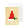 Caspari Christmas Gift Tags & Labels|Gift Tags & Enclosure Cards|Be Merry Gift Enclosure Cards in Gold Foil - 4 Mini Cards & 4 Envelopes