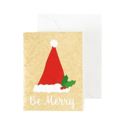 Caspari Christmas Gift Tags & Labels|Gift Tags & Enclosure Cards|Be Merry Gift Enclosure Cards in Gold Foil - 4 Mini Cards & 4 Envelopes