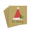 Caspari Christmas Napkins|Paper Cocktail Napkins|Be Merry Paper Cocktail Napkins in Gold - 20 Per Package