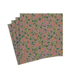 Caspari Christmas Napkins|Thanksgiving|Berries and Leaves Paper Cocktail Napkins in Soft Plum - 20 Per Package