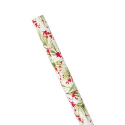 Caspari Christmas Wrapping Paper|Wrapping Paper|Berries and Pine Gift Wrapping Paper in White - 30" x 8' Roll
