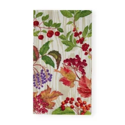 Caspari Paper Guest Towels|Berry Botanical Taupe Guest Towel Napkins - 15 Per Package