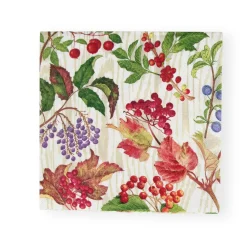 Caspari Paper Luncheon Napkins|Berry Botanical Taupe Luncheon Napkins - 20 Per Package