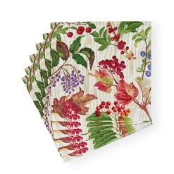 Caspari Paper Luncheon Napkins|Berry Botanical Taupe Luncheon Napkins - 20 Per Package