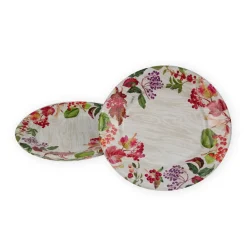 Caspari Paper Salad And Dessert Plates|Berry Botanical Taupe Salad & Dessert Plates - 8 Per Package