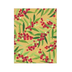 Caspari Christmas Gift Tags & Labels|Gift Tags & Enclosure Cards|Berry Branches Gift Enclosure Cards in Gold - 4 Mini Cards & 4 Envelopes