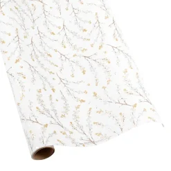 Caspari Christmas Wrapping Paper|Hanukkah|Berry Branches Gift Wrapping Paper in White & Silver - 30" x 8' Roll