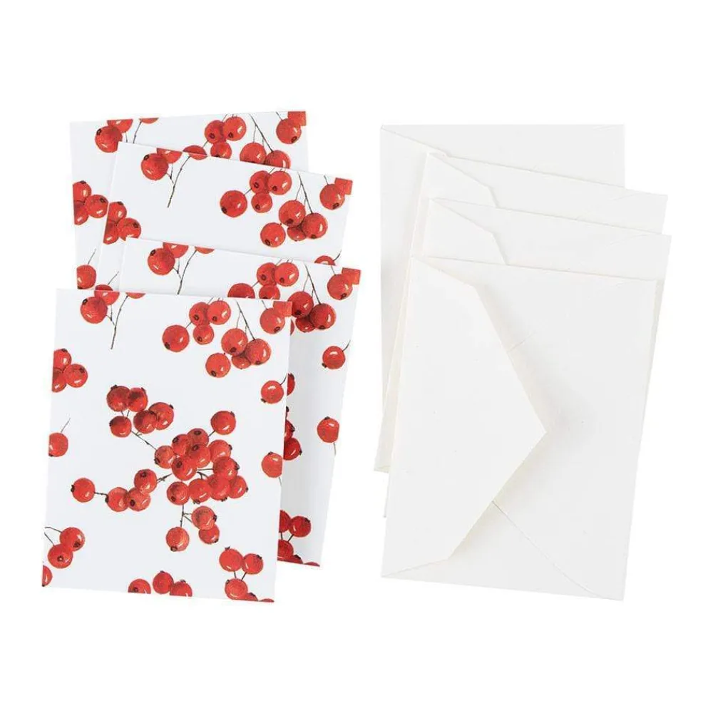 Caspari Christmas Gift Tags & Labels|Gift Tags & Enclosure Cards|Berry Gathering Gift Enclosure Cards - 4 Mini Cards & 4 Envelopes